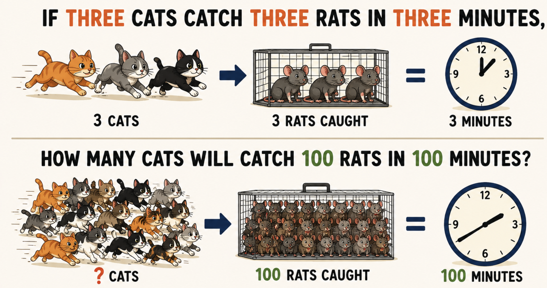 A Classic Maths Puzzle: How Many Cats Are Needed?