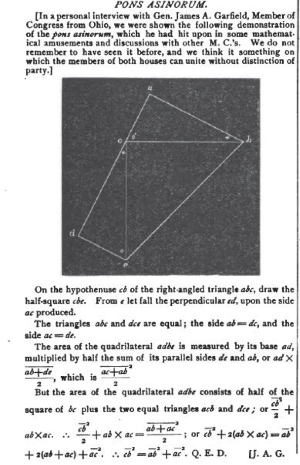 An American President’s Proof of The Pythagorean Theorem